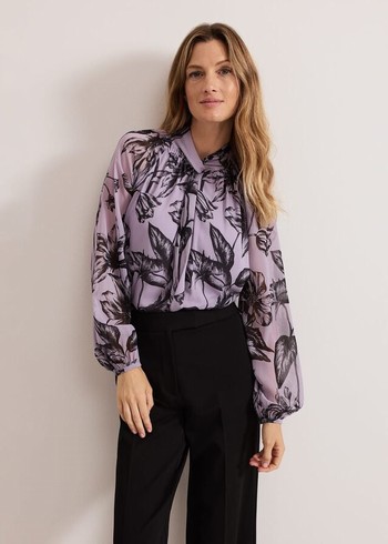 Phase Eight Aretta Floral Print Shirts Purple Australia | IH6452798